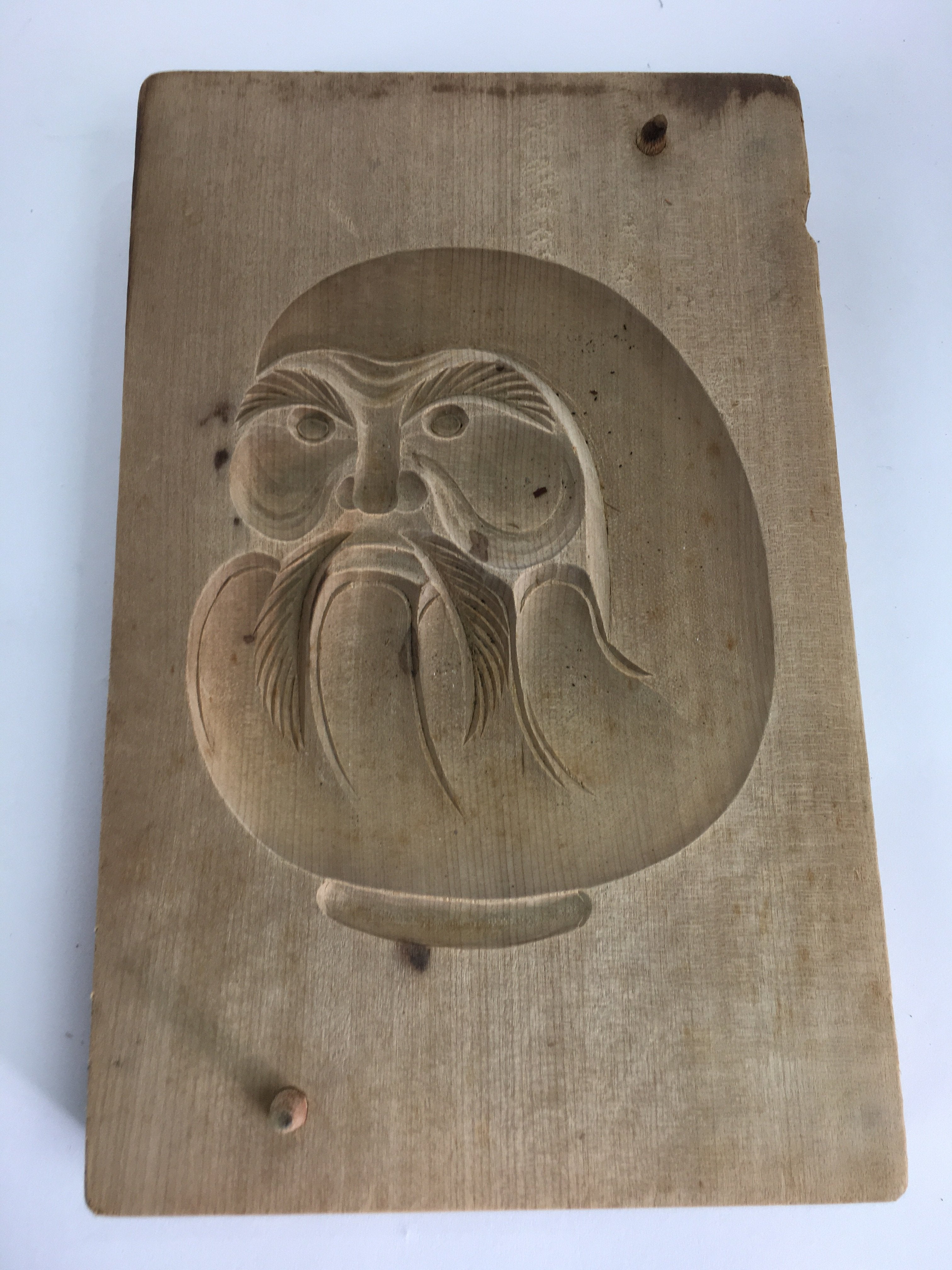 Japanese Wooden Cake Mold Kashigata Sweets Vtg Carving Brown Daruma Kg367