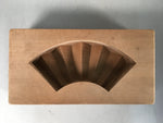 Japanese Wooden Cake Mold Kashigata Sweets Vtg Carving Brown Folding Fan Kg289