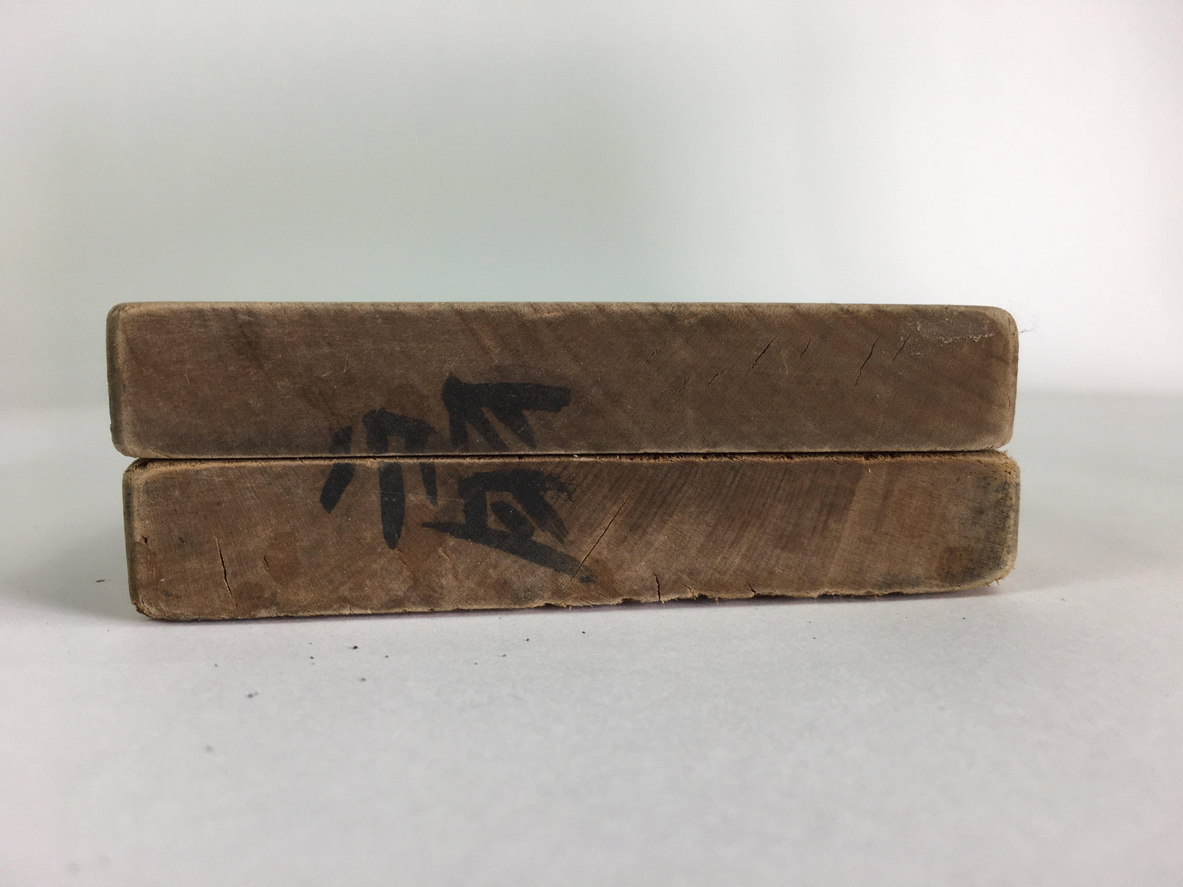Japanese Wooden Cake Mold Kashigata Sweets Vtg Carving Brown Folding Fan Kg363