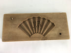 Japanese Wooden Cake Mold Kashigata Sweets Vtg Carving Brown Folding Fan Kg363