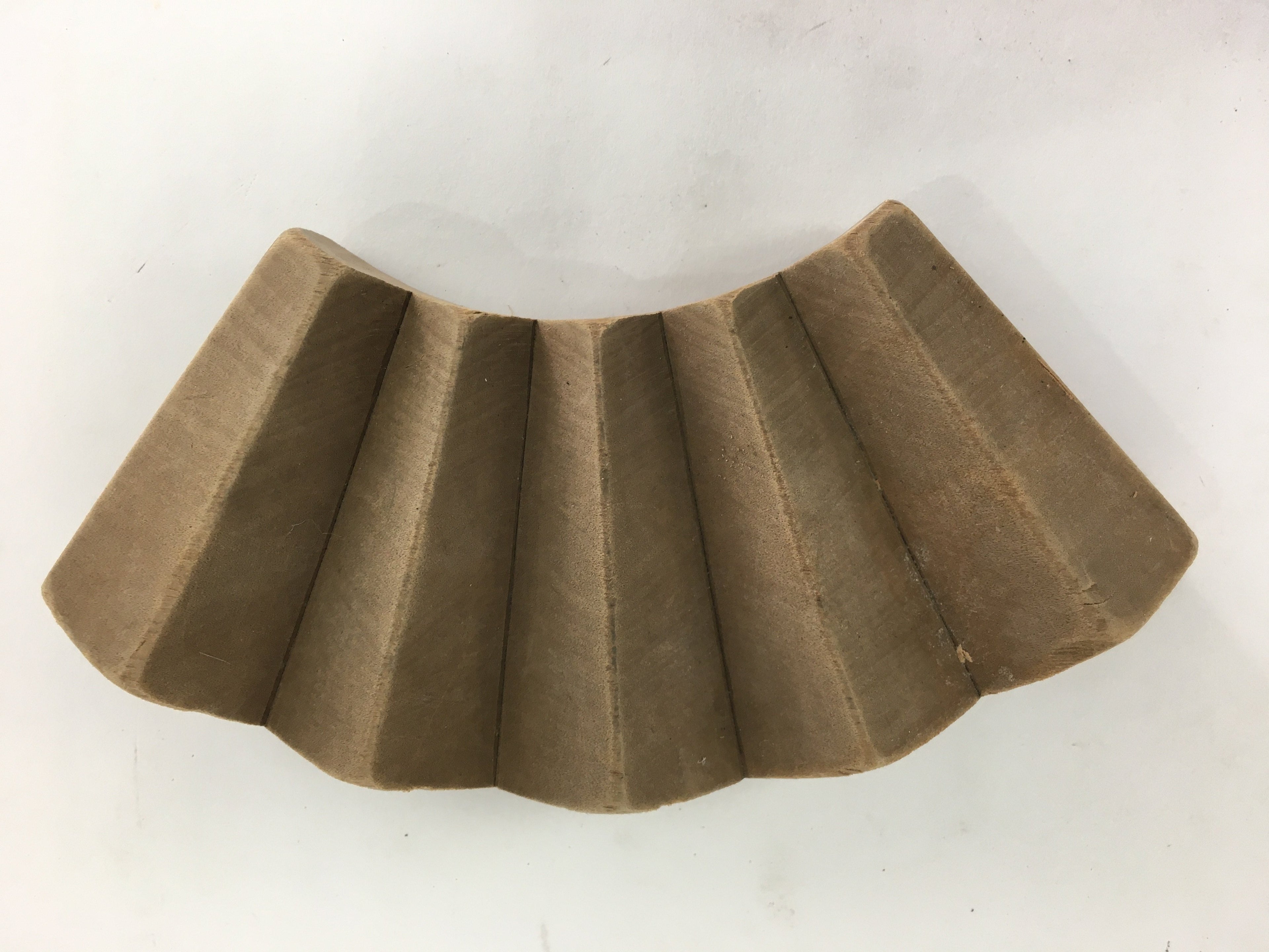 Japanese Wooden Cake Mold Kashigata Sweets Vtg Carving Brown Folding Fan Kg373
