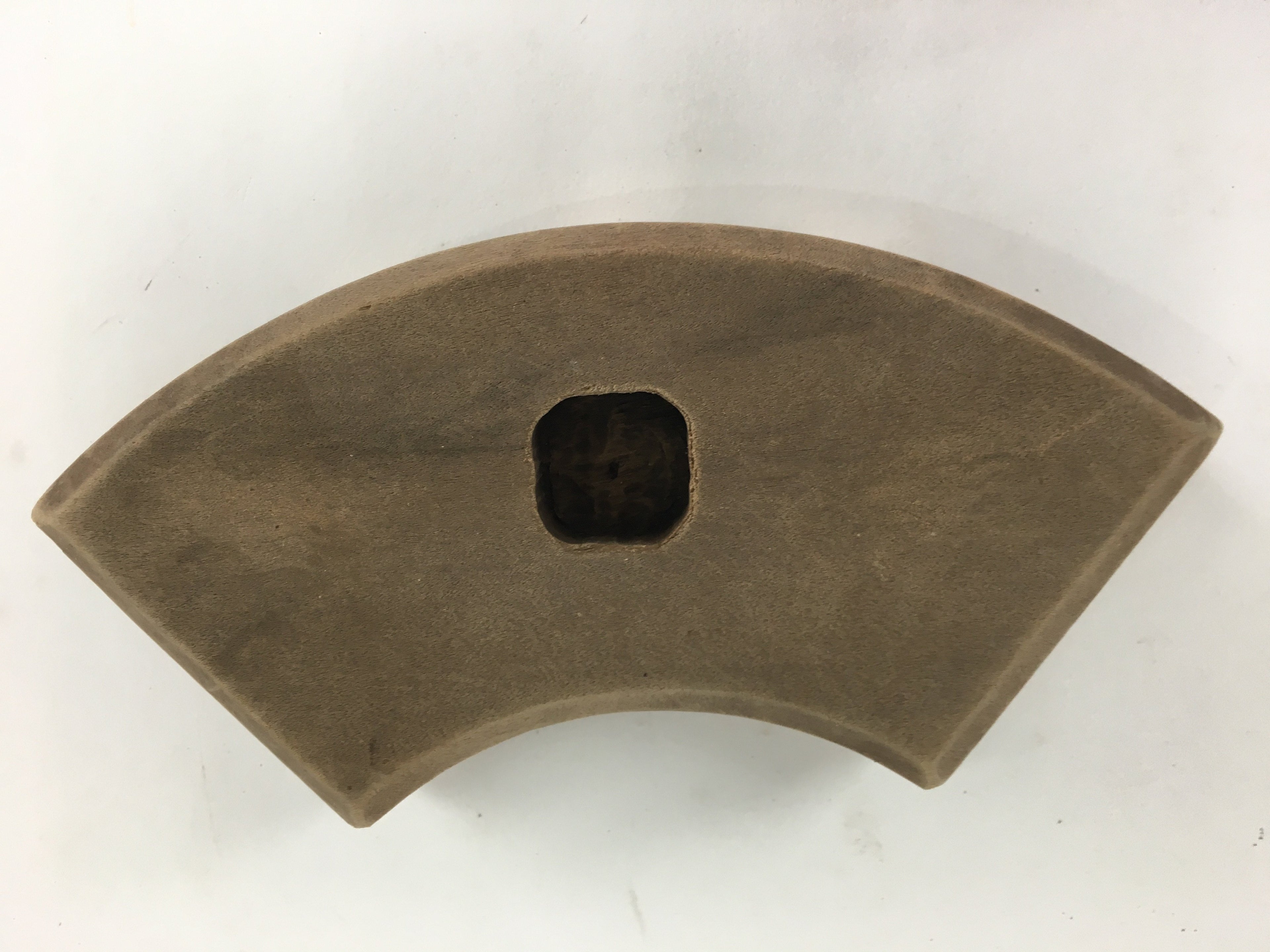 Japanese Wooden Cake Mold Kashigata Sweets Vtg Carving Brown Folding Fan Kg373