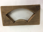 Japanese Wooden Cake Mold Kashigata Sweets Vtg Carving Brown Folding Fan Kg373
