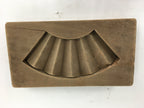 Japanese Wooden Cake Mold Kashigata Sweets Vtg Carving Brown Folding Fan Kg373