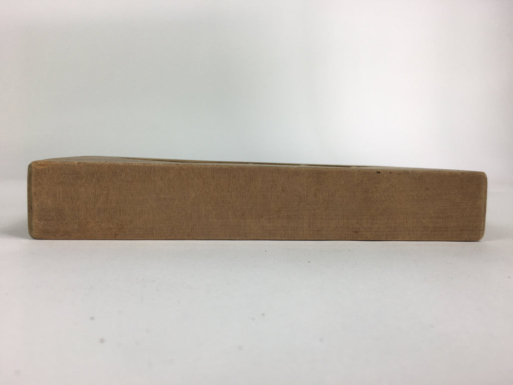 Japanese Wooden Cake Mold Kashigata Sweets Vtg Carving Brown Folding Fan Kg373