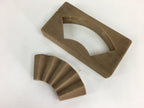 Japanese Wooden Cake Mold Kashigata Sweets Vtg Carving Brown Folding Fan Kg373