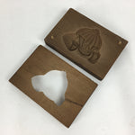 Japanese Wooden Cake Mold Kashigata Sweets Vtg Carving Brown Helmet Kg329