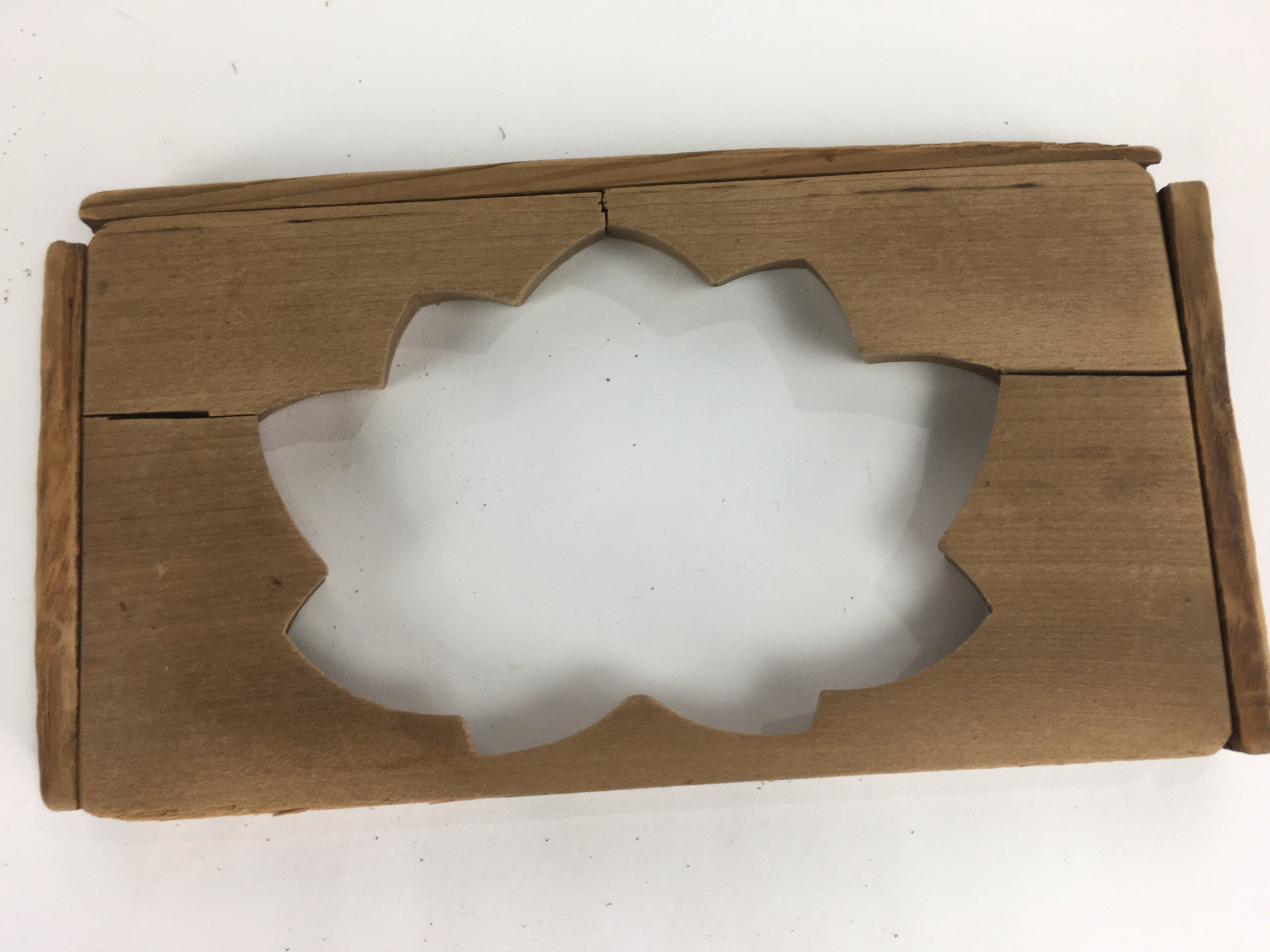 Japanese Wooden Cake Mold Kashigata Sweets Vtg Carving Brown Lotus Flower Kg368