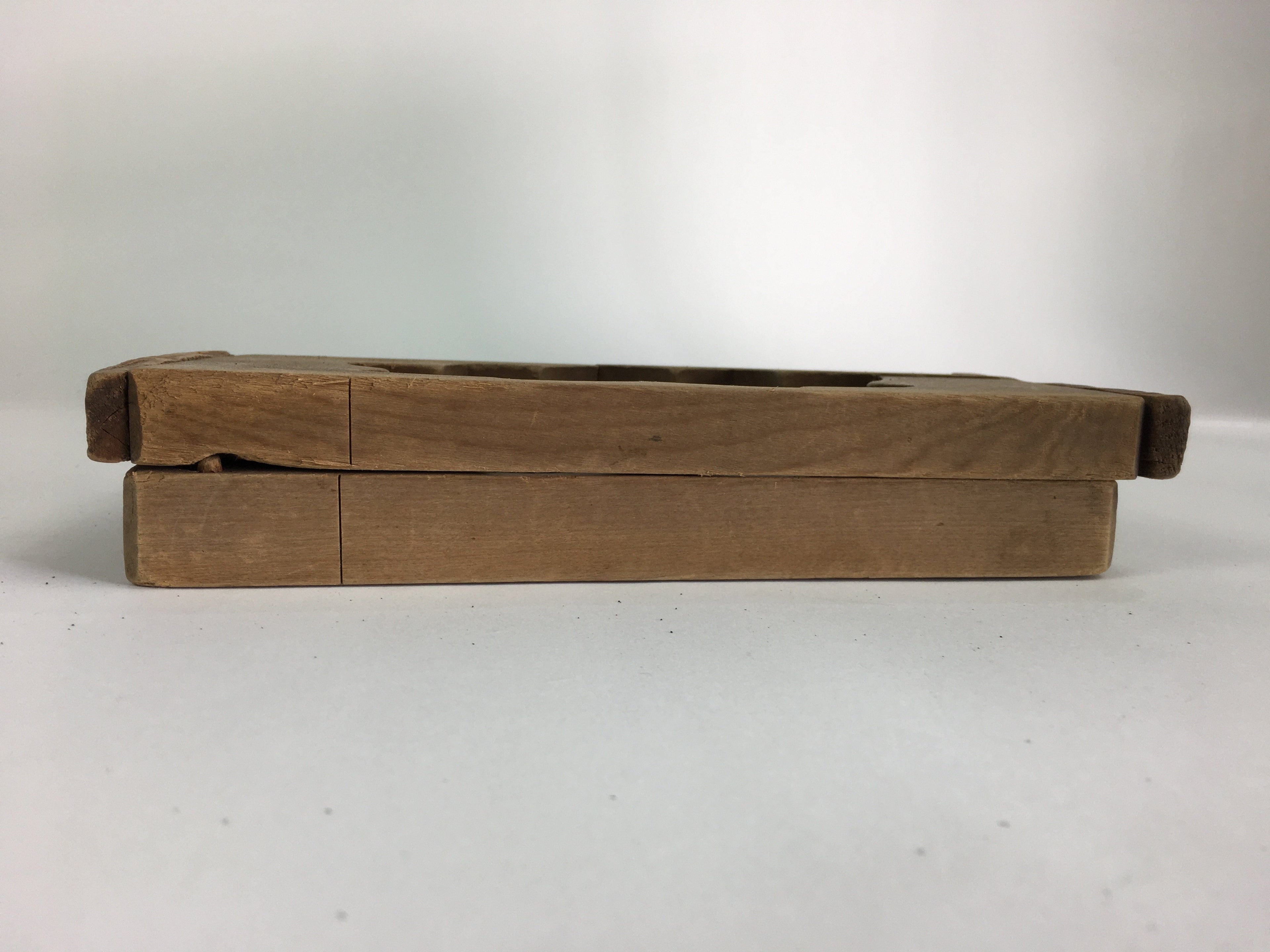 Japanese Wooden Cake Mold Kashigata Sweets Vtg Carving Brown Lotus Flower Kg368
