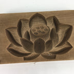 Japanese Wooden Cake Mold Kashigata Sweets Vtg Carving Brown Lotus Flower Kg368