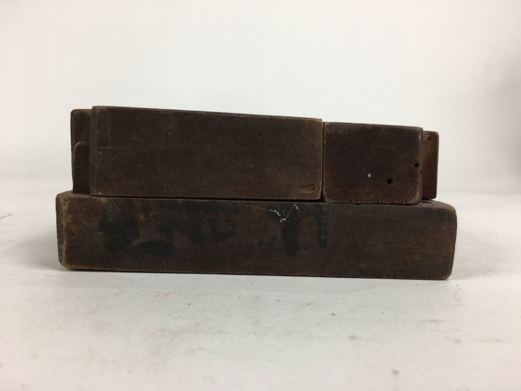 Japanese Wooden Cake Mold Kashigata Sweets Vtg Carving Brown Mt.Fuji Kg343