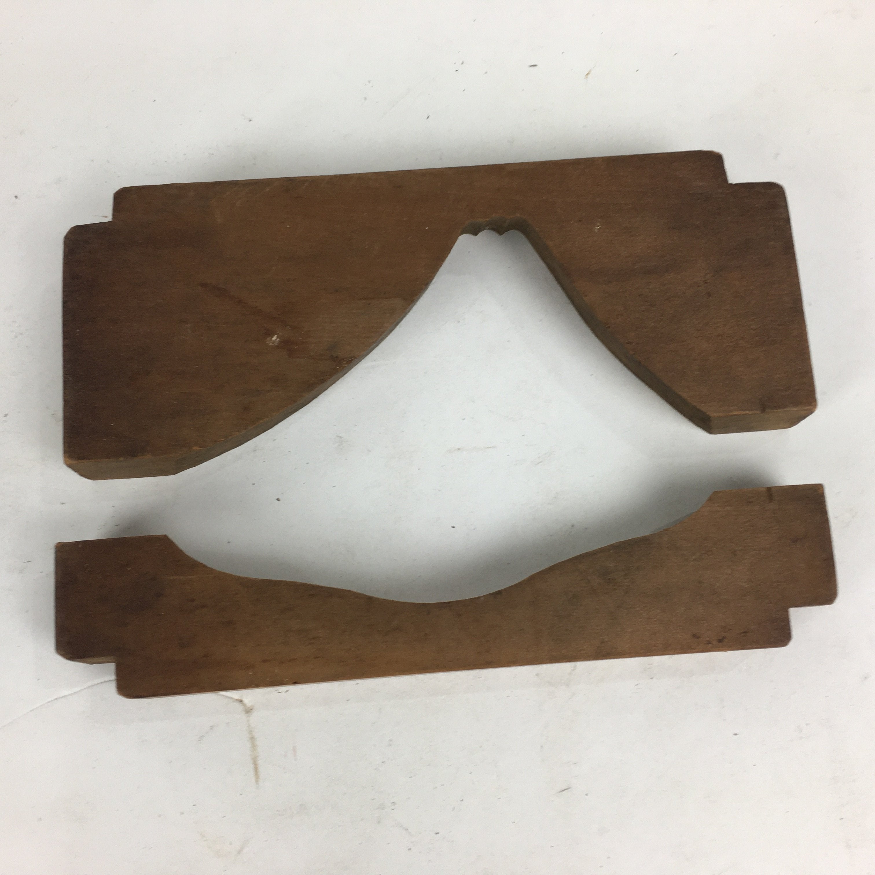 Japanese Wooden Cake Mold Kashigata Sweets Vtg Carving Brown Mt.Fuji Kg343
