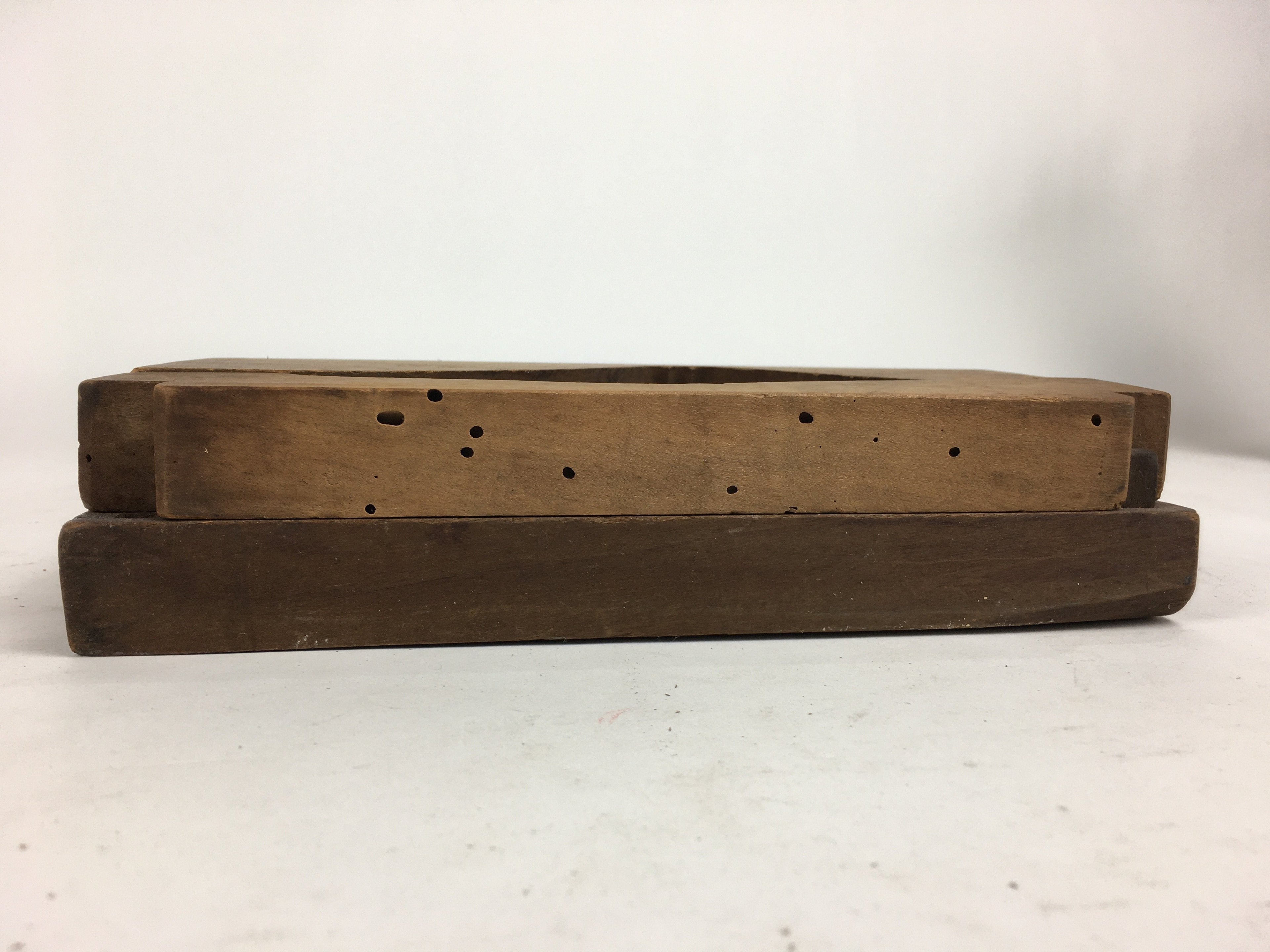 Japanese Wooden Cake Mold Kashigata Sweets Vtg Carving Brown Mt.Fuji Kg343