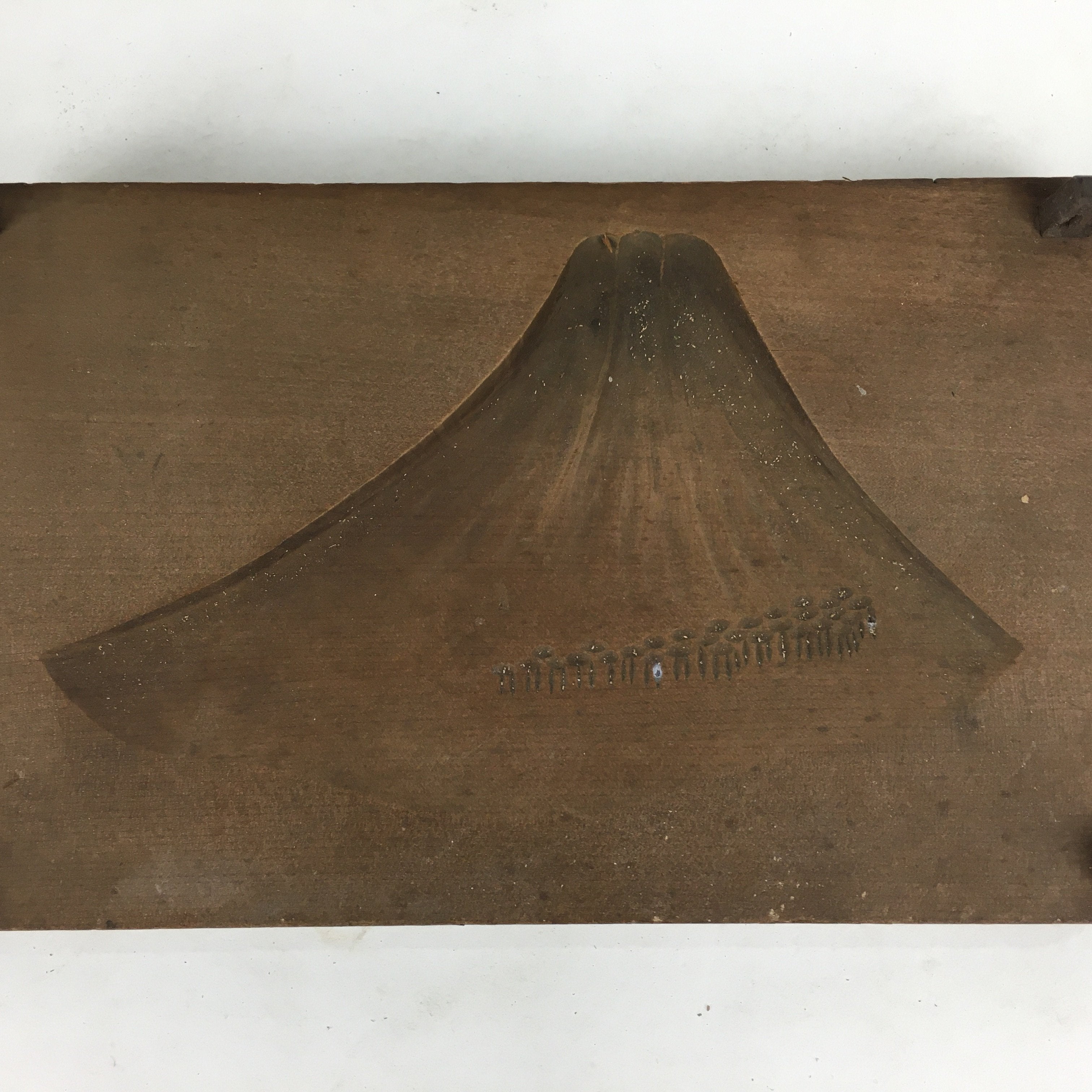 Japanese Wooden Cake Mold Kashigata Sweets Vtg Carving Brown Mt.Fuji Kg343