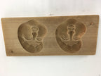 Japanese Wooden Cake Mold Kashigata Sweets Vtg Carving Brown Otafuku Lady Kg371
