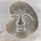 Japanese Wooden Cake Mold Kashigata Sweets Vtg Carving Brown Otafuku Lady Kg371