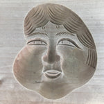 Japanese Wooden Cake Mold Kashigata Sweets Vtg Carving Brown Otafuku Lady Kg371