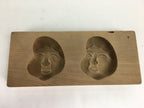 Japanese Wooden Cake Mold Kashigata Sweets Vtg Carving Brown Otafuku Lady Kg371