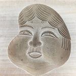 Japanese Wooden Cake Mold Kashigata Sweets Vtg Carving Brown Otafuku Lady Kg371