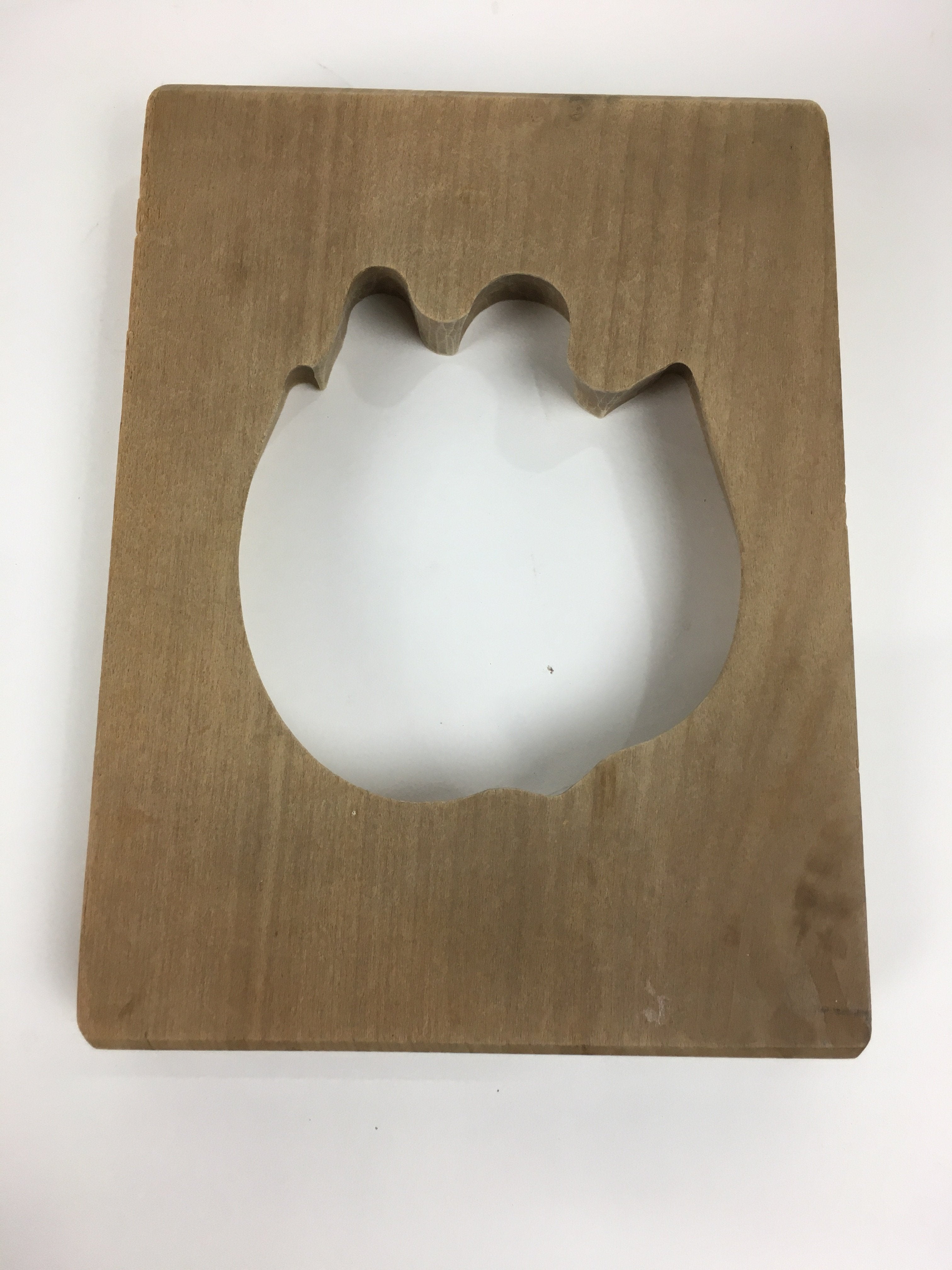 Japanese Wooden Cake Mold Kashigata Sweets Vtg Carving Brown Peach Boy Kg355