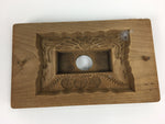 Japanese Wooden Cake Mold Kashigata Sweets Vtg Carving Brown Picture Frame Kg347