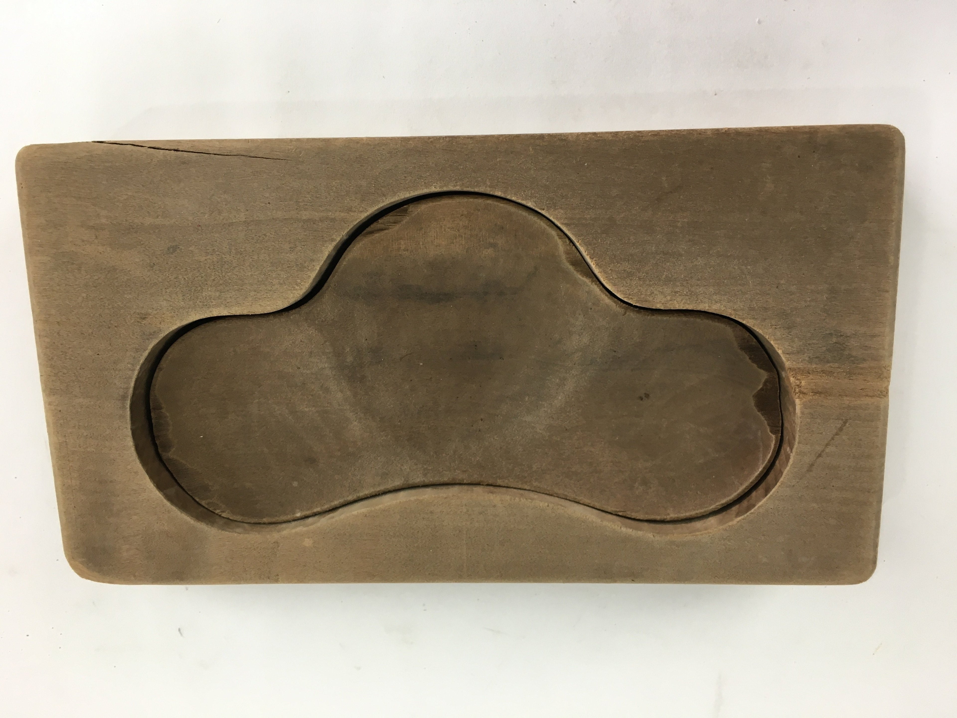 Japanese Wooden Cake Mold Kashigata Sweets Vtg Carving Brown Pine Kg374
