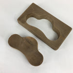 Japanese Wooden Cake Mold Kashigata Sweets Vtg Carving Brown Pine Kg374