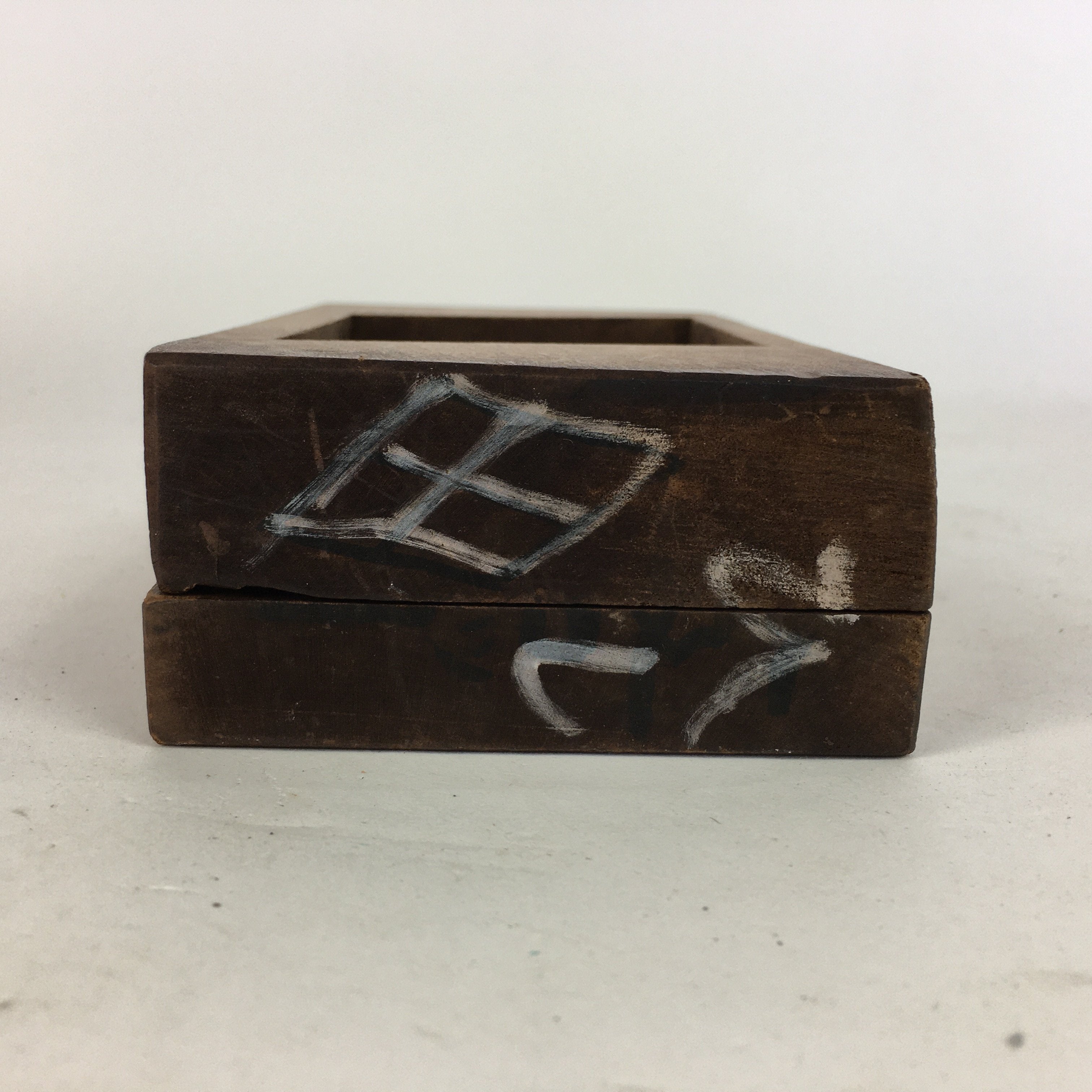 Japanese Wooden Cake Mold Kashigata Sweets Vtg Carving Brown Rhombus Kg295