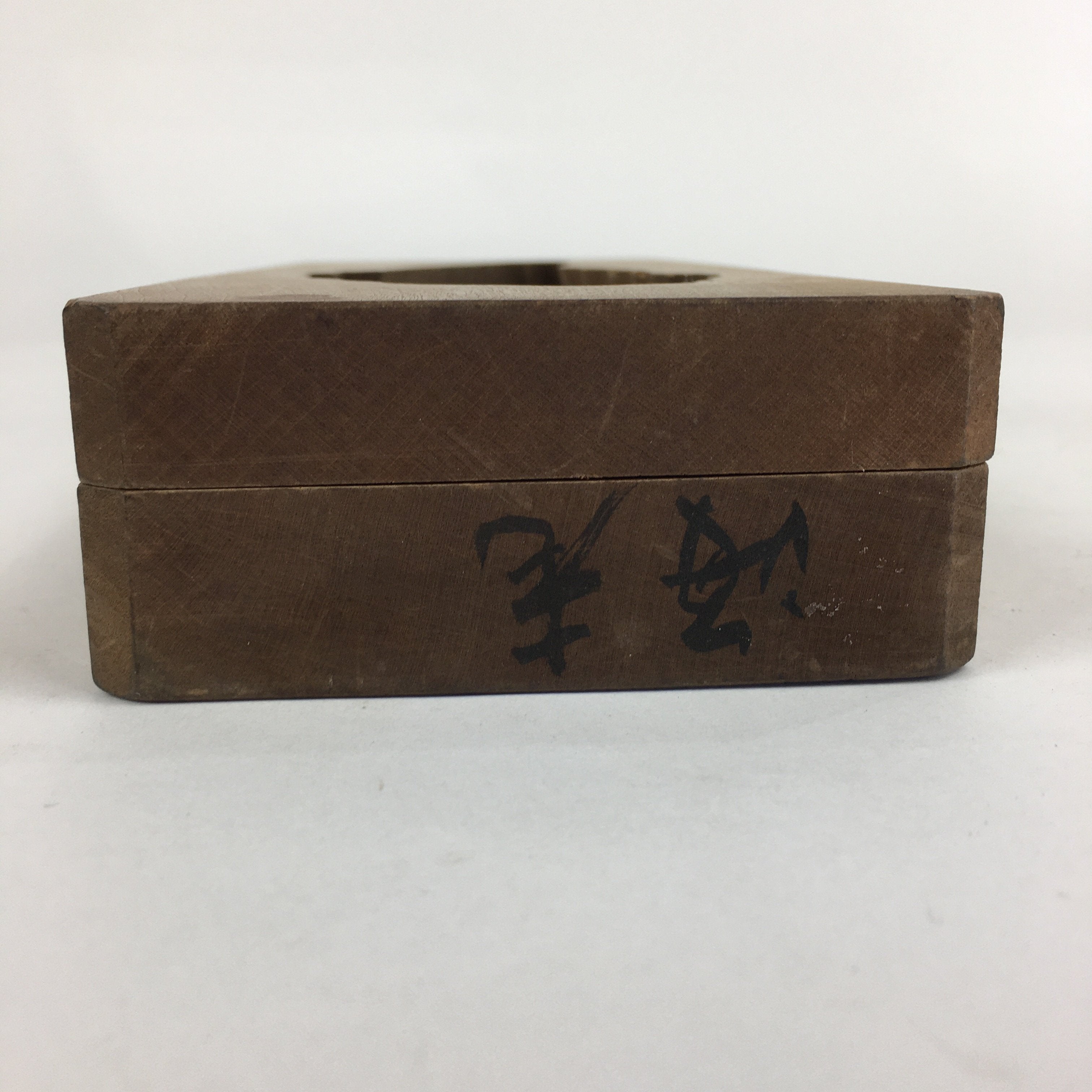 Japanese Wooden Cake Mold Kashigata Sweets Vtg Carving Brown Shrimp Kg356