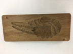 Japanese Wooden Cake Mold Kashigata Sweets Vtg Carving Brown Shrimp Kg356