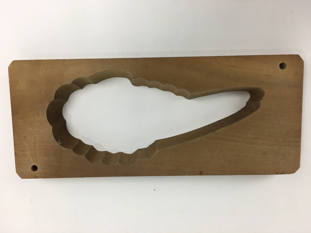 Japanese Wooden Cake Mold Kashigata Sweets Vtg Carving Brown Shrimp Kg356