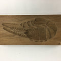 Japanese Wooden Cake Mold Kashigata Sweets Vtg Carving Brown Shrimp Kg356