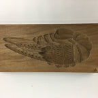 Japanese Wooden Cake Mold Kashigata Sweets Vtg Carving Brown Shrimp Kg356
