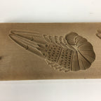 Japanese Wooden Cake Mold Kashigata Sweets Vtg Carving Brown Shrimps Kg357