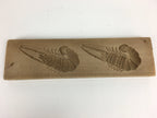 Japanese Wooden Cake Mold Kashigata Sweets Vtg Carving Brown Shrimps Kg357