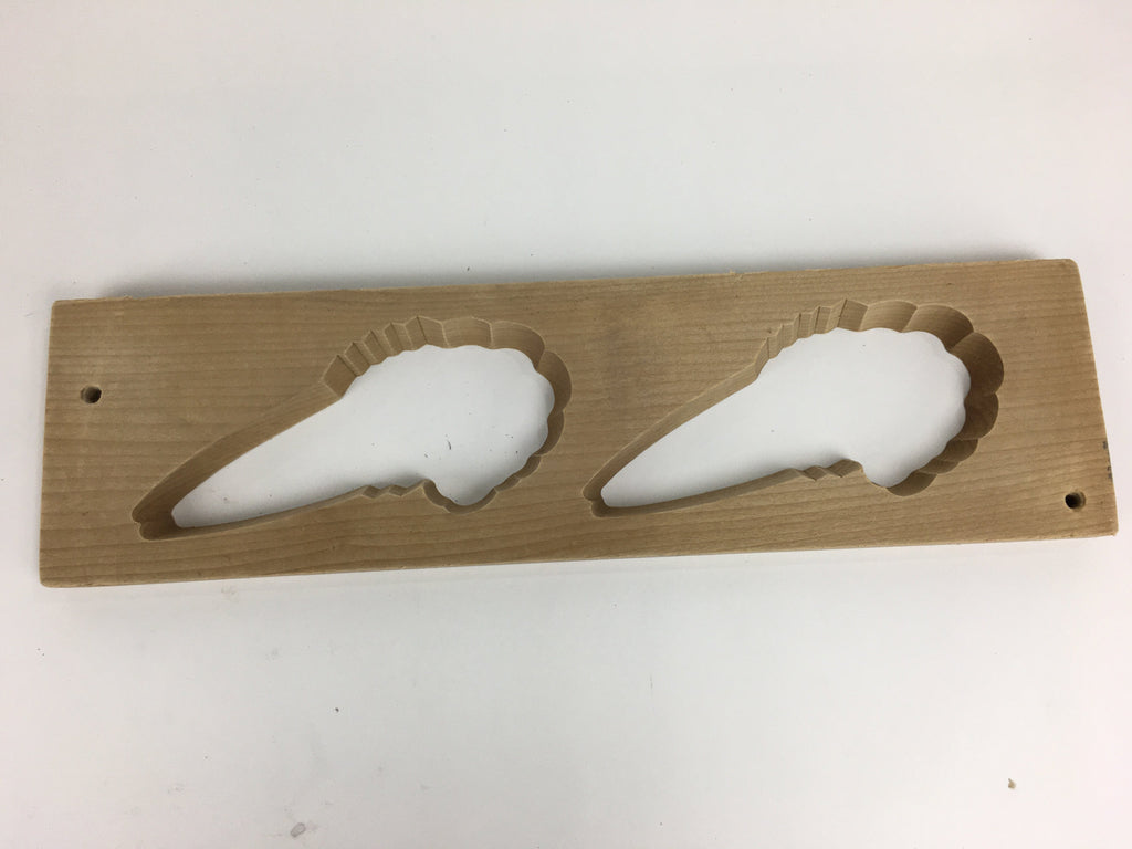 Japanese Wooden Cake Mold Kashigata Sweets Vtg Carving Brown Shrimps Kg357