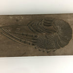 Japanese Wooden Cake Mold Kashigata Sweets Vtg Carving Brown Shrimps Kg358