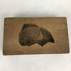 Japanese Wooden Cake Mold Kashigata Sweets Vtg Carving Brown Snapper Kg341