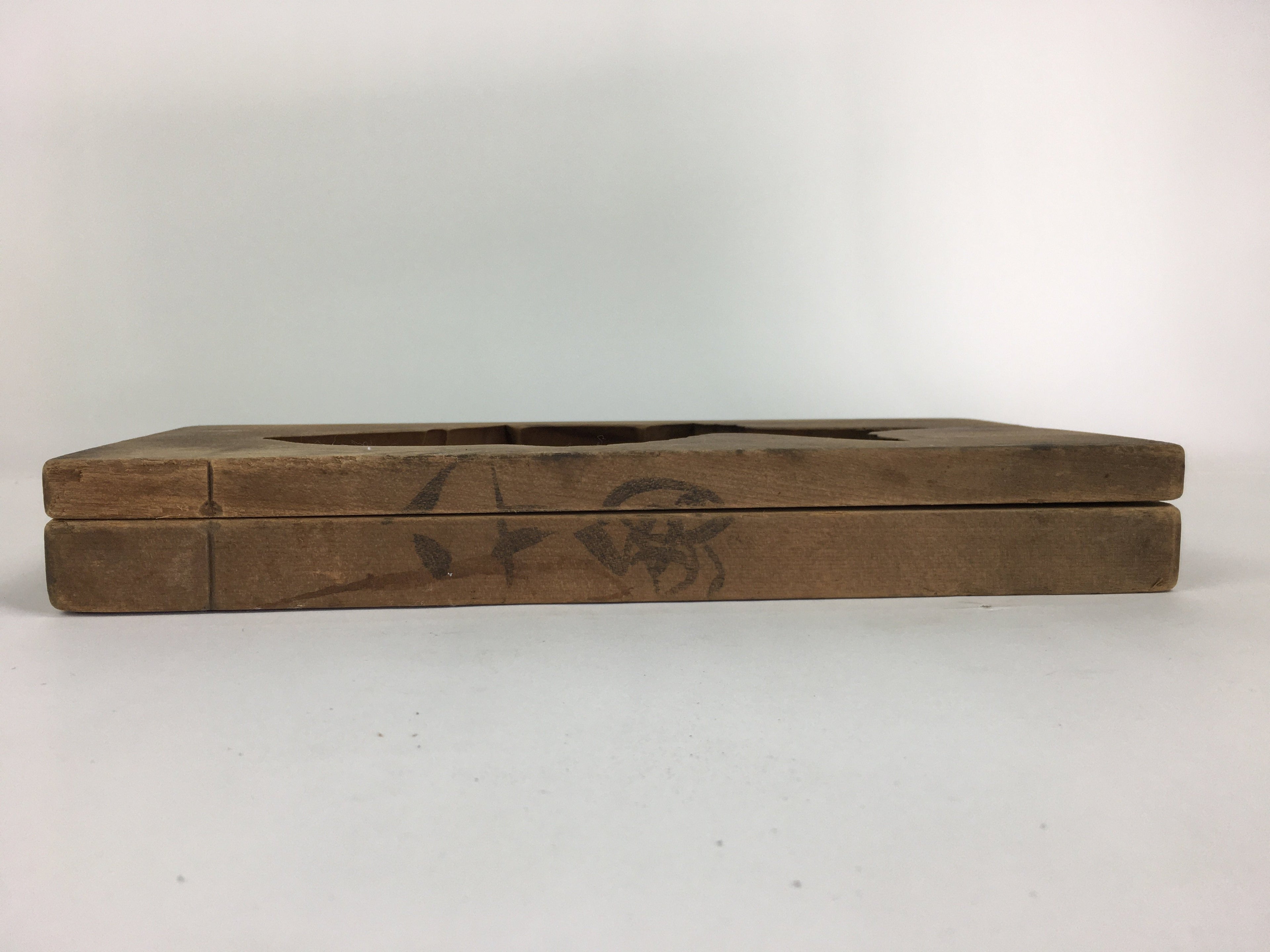 Japanese Wooden Cake Mold Kashigata Sweets Vtg Carving Brown Snapper Kg372