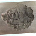 Japanese Wooden Cake Mold Kashigata Sweets Vtg Carving Brown Turtle Kg361