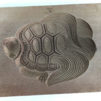Japanese Wooden Cake Mold Kashigata Sweets Vtg Carving Brown Turtle Kg361