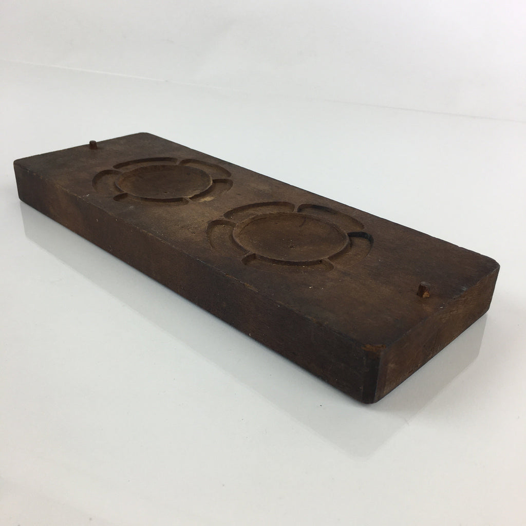 Japanese Wooden Cake Mold Kashigata Sweets Vtg Carving Flowers Kg382