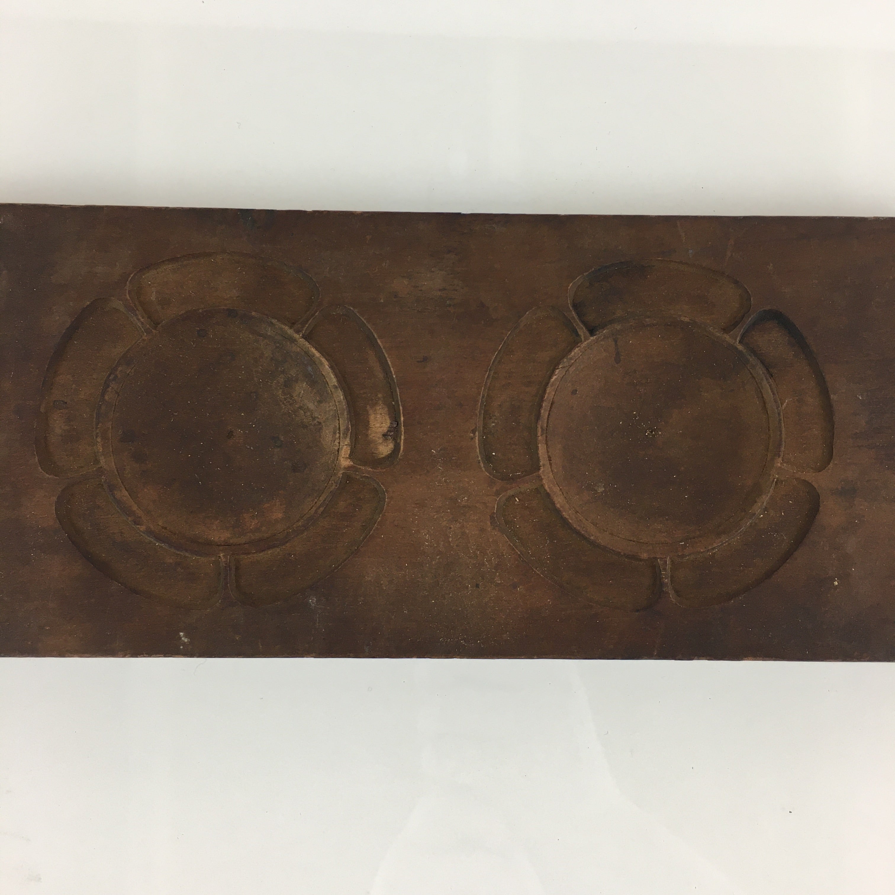 Japanese Wooden Cake Mold Kashigata Sweets Vtg Carving Flowers Kg382