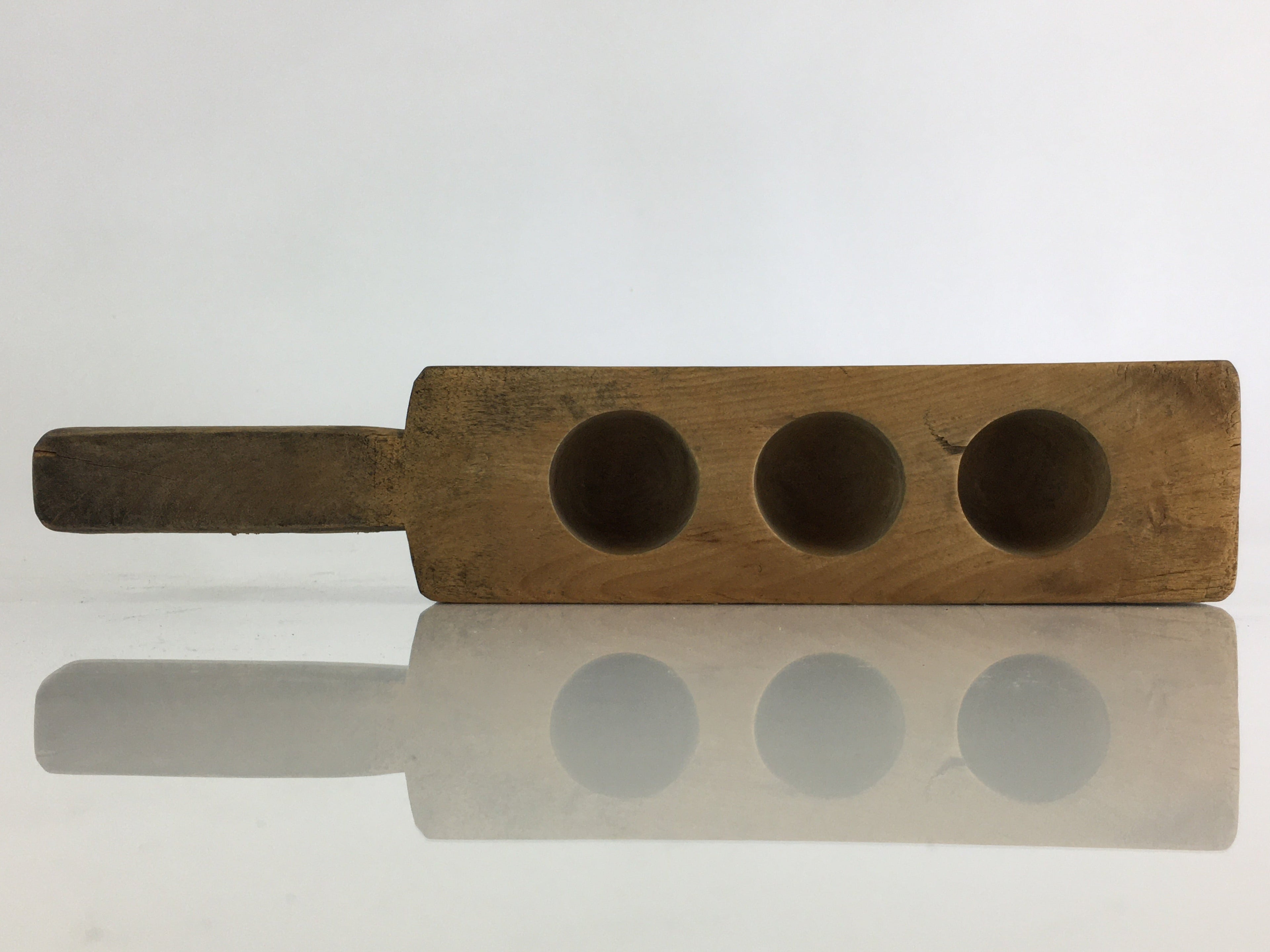 Japanese Wooden Cake Mold Kashigata Sweets Vtg Carving Half Sphere Kg378