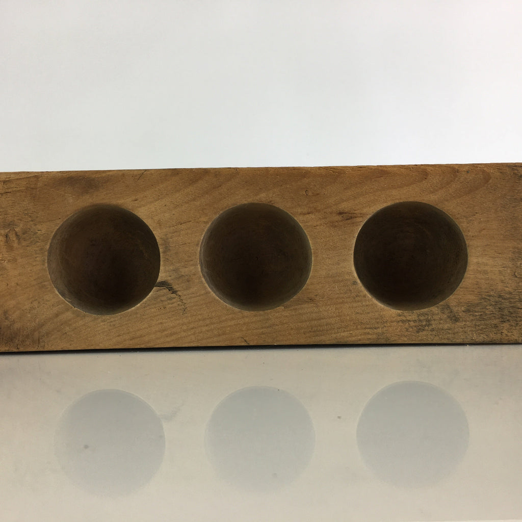 Japanese Wooden Cake Mold Kashigata Sweets Vtg Carving Half Sphere Kg378