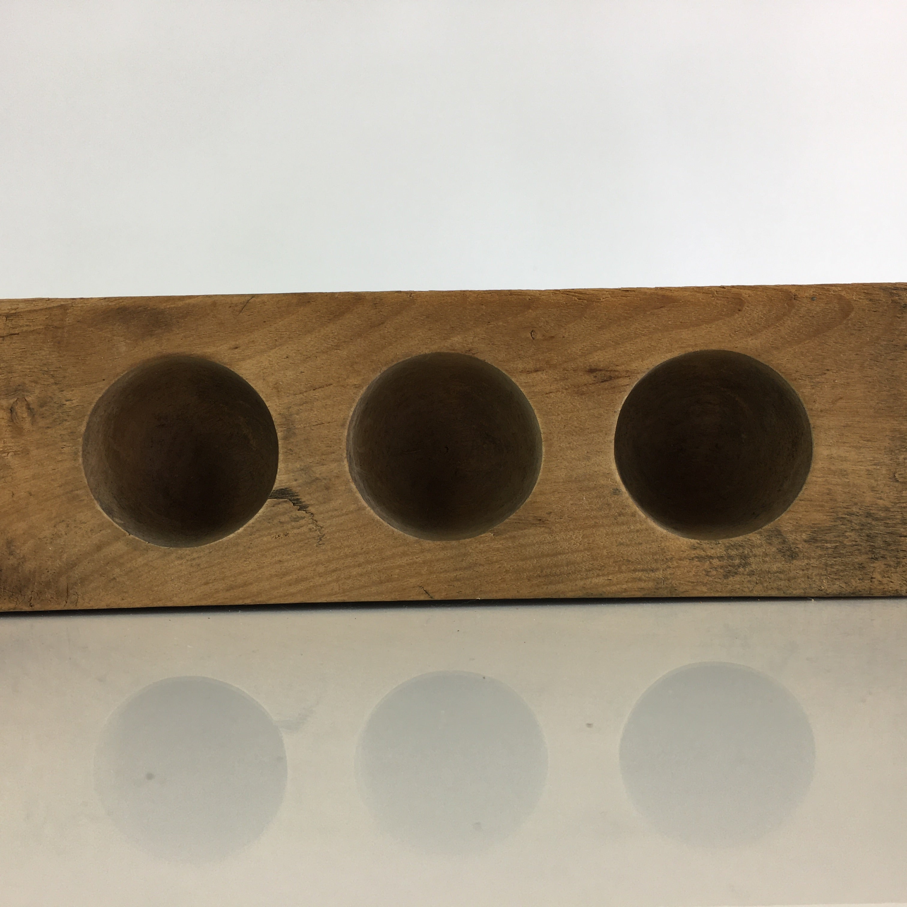 Japanese Wooden Cake Mold Kashigata Sweets Vtg Carving Half Sphere Kg378