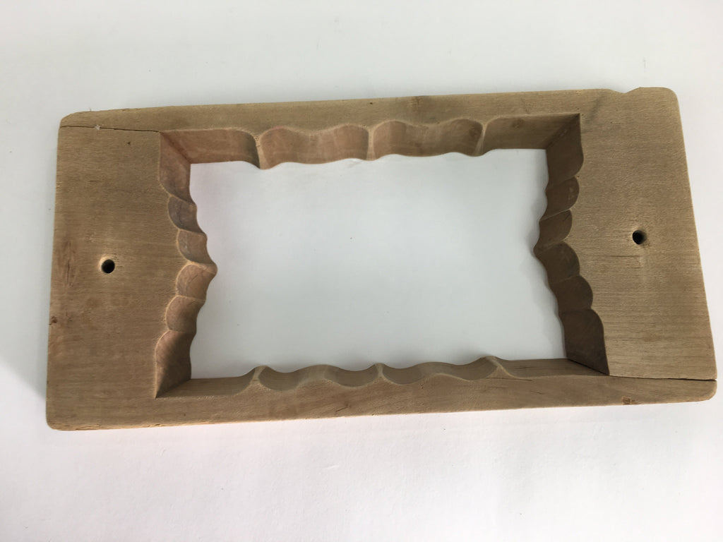 Japanese Wooden Cake Mold Kashigata Sweets Vtg Carving Picture Frame Kg365