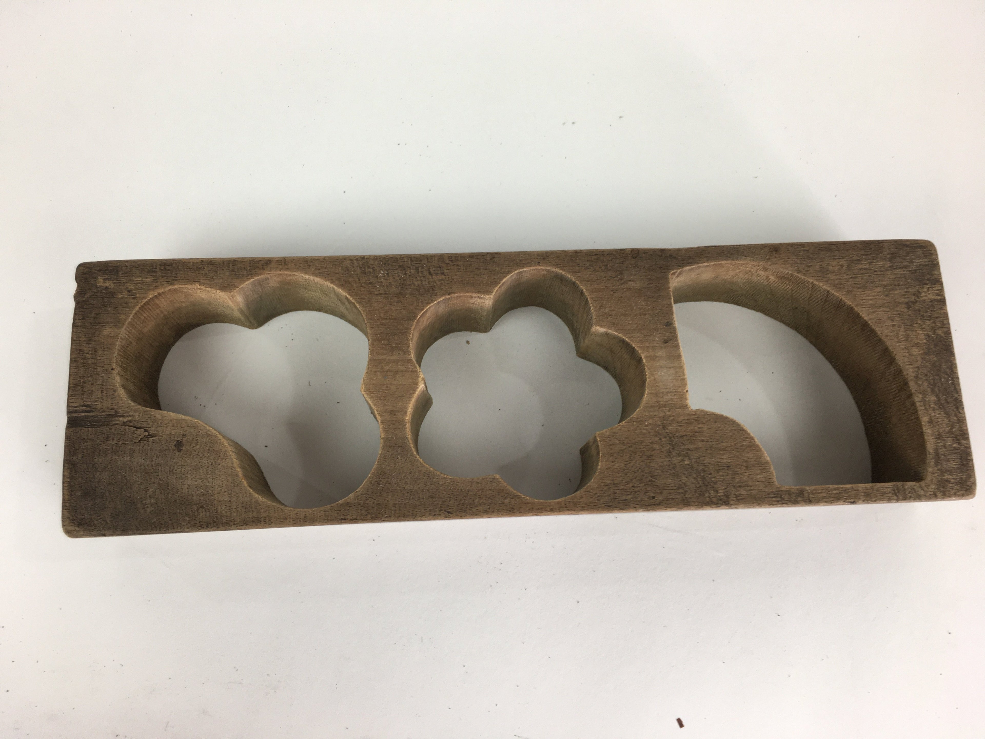 Japanese Wooden Cake Mold Kashigata Sweets Vtg Carving Pine Bamboo Plum Kg375