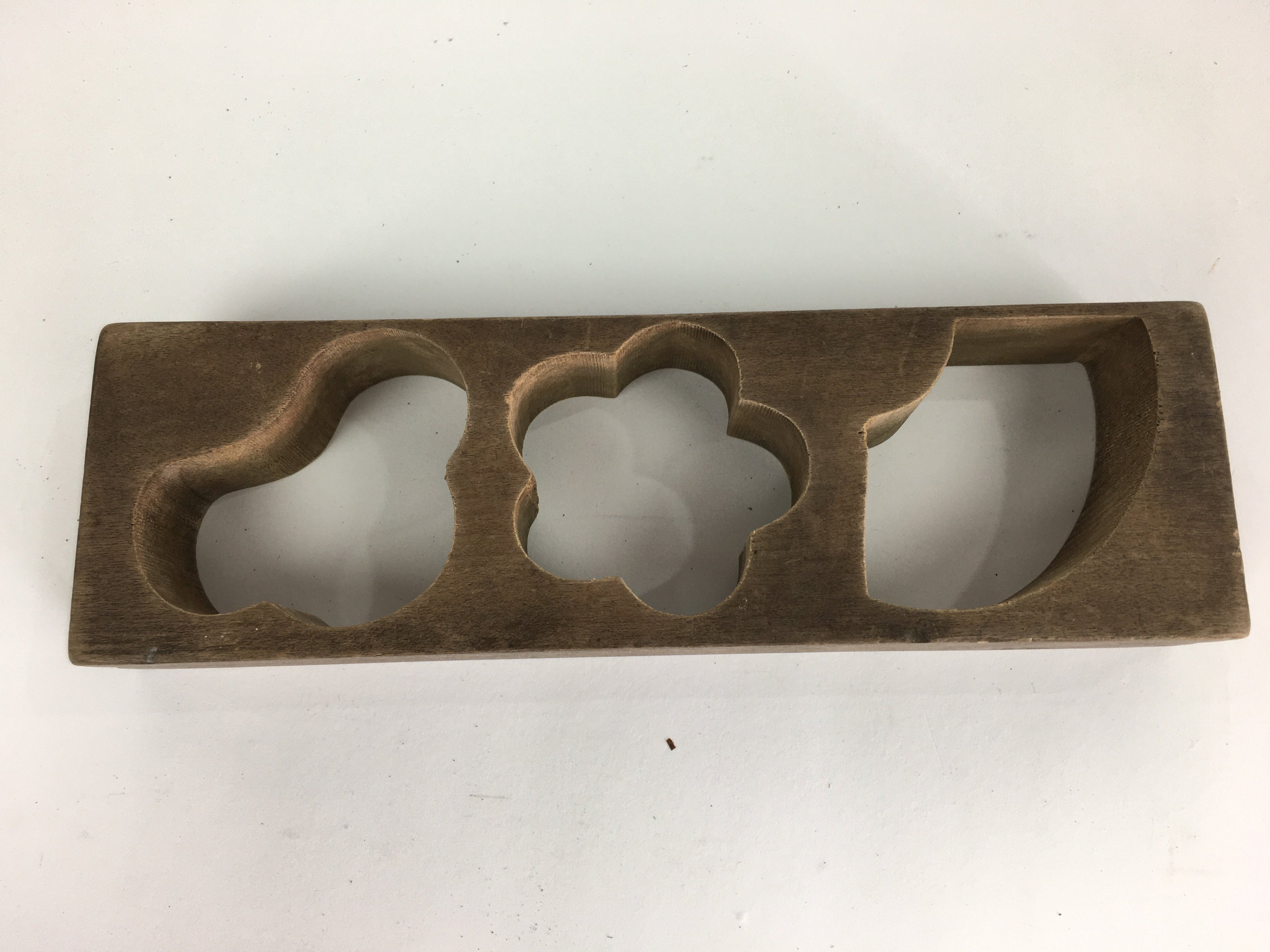 Japanese Wooden Cake Mold Kashigata Sweets Vtg Carving Pine Bamboo Plum Kg375