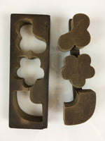 Japanese Wooden Cake Mold Kashigata Sweets Vtg Carving Pine Bamboo Plum Kg376